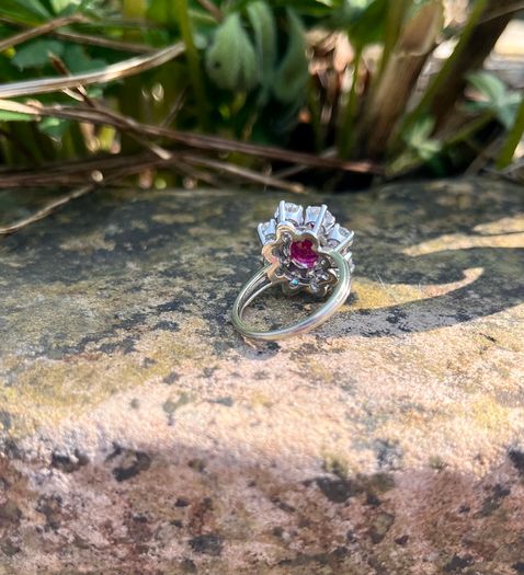 Antique 1920s Ruby & Diamond Cluster Ring