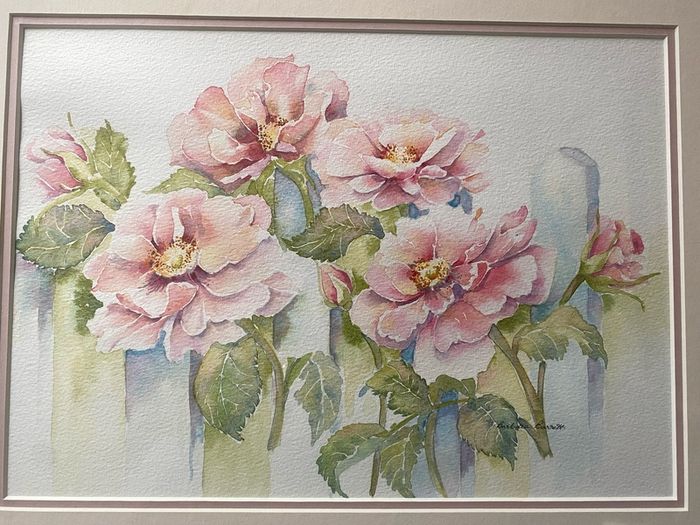 Original Watercolor Painting by Barbara Barrett in a gold frame