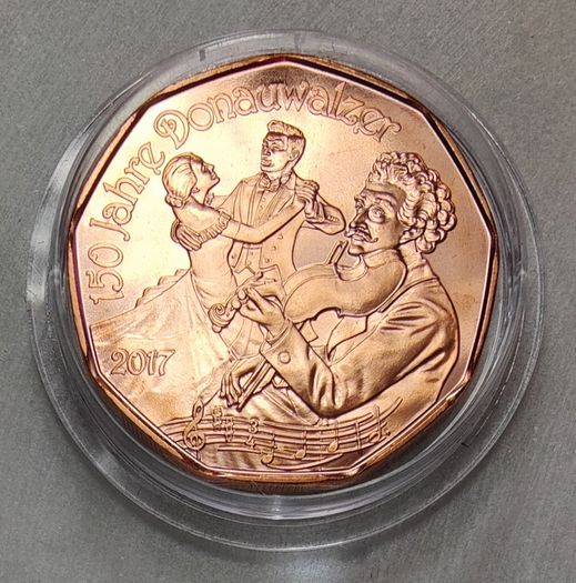 Austria 5 Euro Copper Uncirculated Coin 2017 - Waltzing in the New Year - New Year Coins