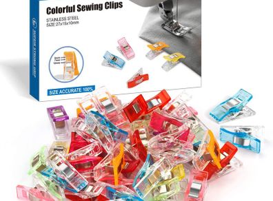 Multipurpose Sewing Clips Pack of 60, Quilting Accessories to Replace Sewing Pins Pinning and Marking, Assorted Colors