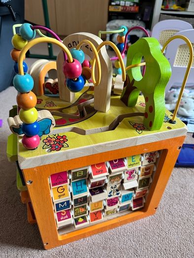 zany zoo wooden activity cube