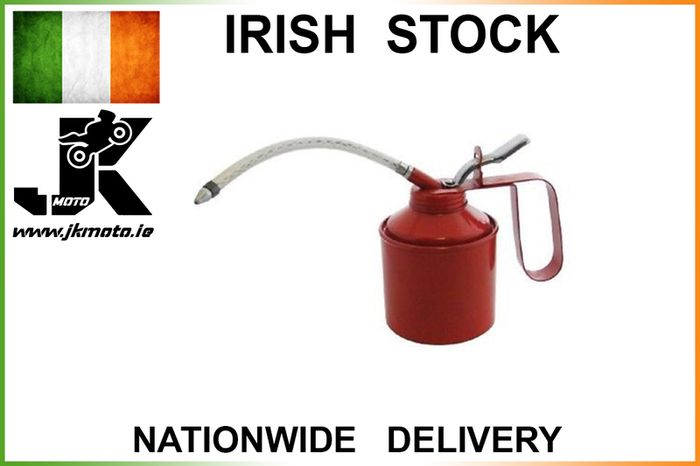 142ml 1/4 Pint Oil Can With Spout Thumb Up Red Metal Body