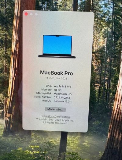 Apple Macbook Pro M3 Pro Chip 18GB Unified Memory 500gb SSD