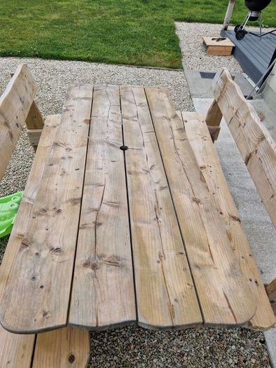 Outdoor Rustic Table with 2 benches