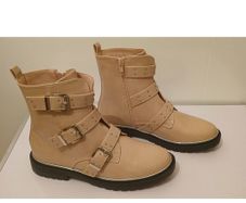 SCHUH Girls Cream Pale Pink Multi Buckle Ankle Boots UK 5 EU 38 New Boxed  CAN POST