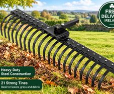 60 Inch Tow Behind Landscape Rake Heavy Duty 21 Tine Steel ATV Lawn Rake