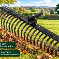 60 Inch Tow Behind Landscape Rake Heavy Duty 21 Tine Steel ATV Lawn Rake
