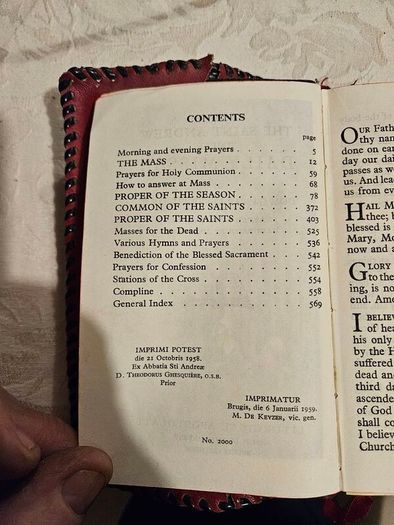 The Saint Andrew Simple Daily Missal. By Dom Gaspar Lefebvre O. S. B. 1959 Edition In Good Condition.  See Photos For Same.