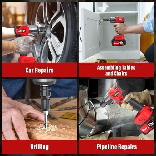 Cordless Impact Wrench,1/2" Brushless Power Impact Gun,2500RPM Electric Wrench, Max Torque 550N.m with 4 Sockets, 12PCS Screwdriver Bits, 4.0Ah Battery & Carry Box for Car Home