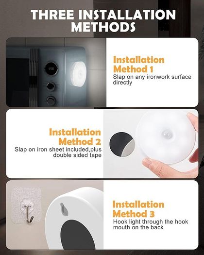 6 Motion Sensor Lights Indoor Cool White (Magnetic / USB Charging)