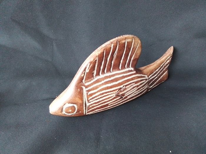 Two Stone Carved  Fish & a Stone Carved Bud Vase
