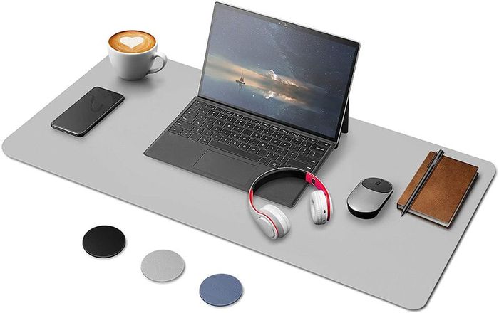 Leather Office Desk Mat, 80CMx40CM Desk Blotter Pad, Waterproof & Non-Slip Writing Mat Mouse Pad, Easy to Clean Desk Cover Protector for Office Home