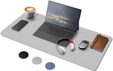 Leather Office Desk Mat, 80CMx40CM Desk Blotter Pad, Waterproof & Non-Slip Writing Mat Mouse Pad, Easy to Clean Desk Cover Protector for Office Home