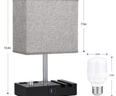 Set of 2 Dimmable Bedside Table Lamps with USB-C & USB Charging Ports  Modern Nightstand Lamps with  Brightness Levels Perfect Condition