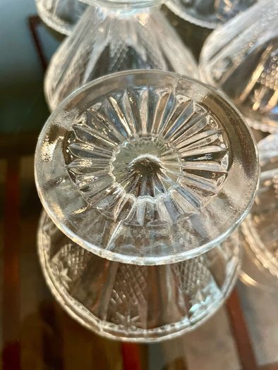 1950s Art Deco Vintage Pressed Glass Dishes Footed Set Of 6 1950