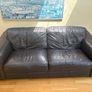 2 Seater Brown Leather Sofa Good Condition Image 4