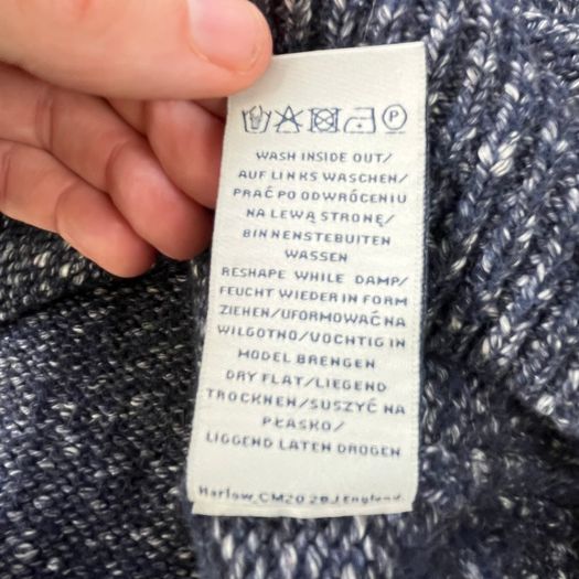 Curated Utility Stockholm Men's XL Navy Blue White Knitted Crew Neck Sweater