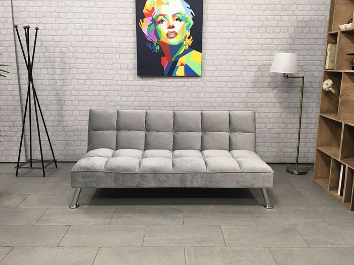 Light grey Modern Folding 3-Seater Fabric Sofa Bed