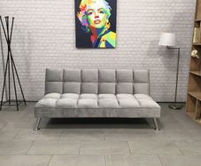 Grey velvet Folding 3 Seater Sofa free delivery