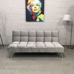 Grey velvet Folding 3 Seater Sofa free delivery