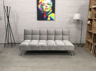 Grey velvet Folding 3 Seater Sofa free delivery