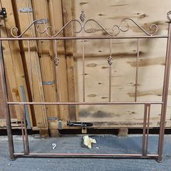 Metal Bed Headboard with Wrought Iron Details