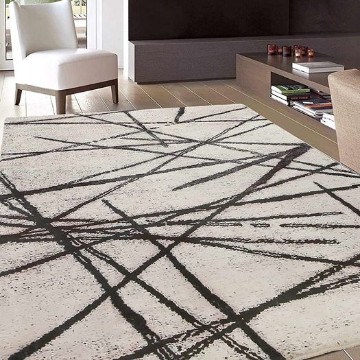 Area Rugs Living Room Rugs Bedroom Rug Modern Short Pile Rugs Artistic Bohemian Rugs Abstract Geometric Straight Line Pattern Carpets Non-slip Large Rug Beige pattern, 80x 120 cm MULTIPLE SIZES/COLOURS AVAILABLE (FREE SHIPPING)