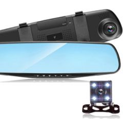 4.3 Inch Dual Lens 1080P Car DVR Dash Cam Video Recorder Rear View Mirror Camera