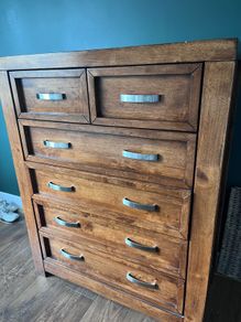 Solid wood tall boy and 2 lockers