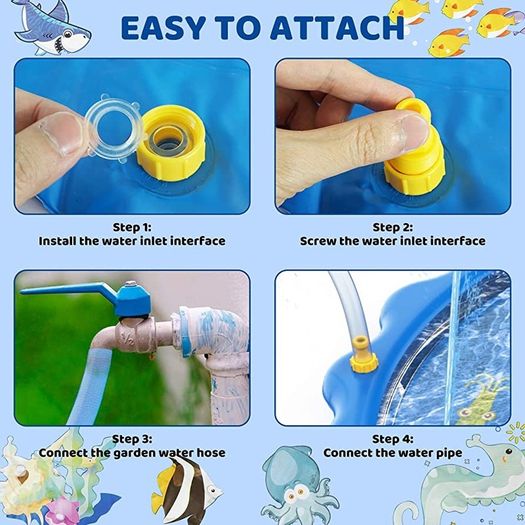 Splash Pad, Sprinkler & Splash Play Mat for Toddlers, Inflatable Outdoor Party Sprinkler Pad Wading Pool with 5 Patches for Kids (FREE POSTAGE)