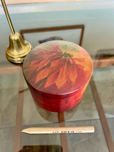 Vintage German Wooden Hand Painted Lacquered Jewellery Trinket Box Ring Box