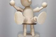 Wooden toy. Movable Puppet Figure. Clown