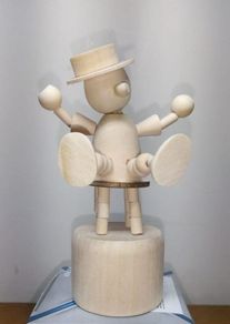 Wooden toy. Movable Puppet Figure. Clown