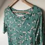 Boden Ava Jersey Midi Dress Green Pink Ditsy Floral Short Sleeve Image 3