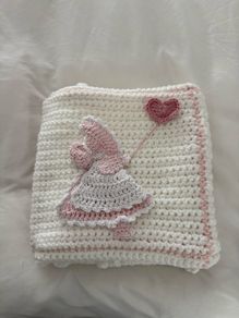 Hand made crochet Pink & White baby blanket
