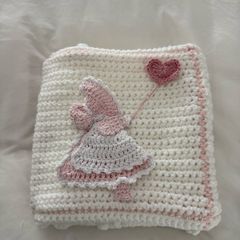 Hand made crochet Pink & White baby blanket