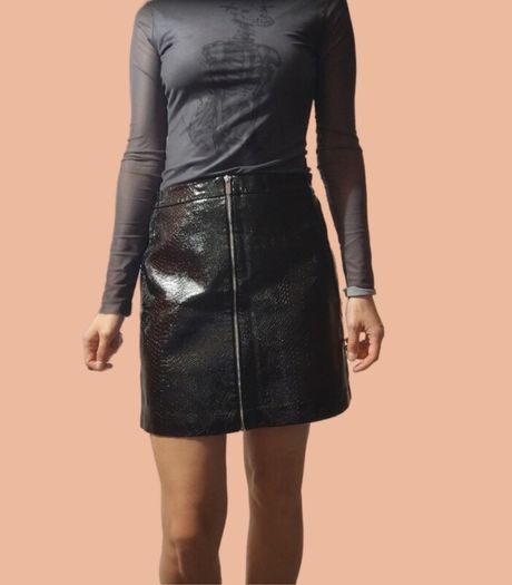 Croc Effect Faux Leather Mini Skirt  New Look  UK 12