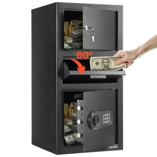 3.6 Cubic Feet Drop Safe, Large Capacity Front Drop Slot Safe Box with Digital Keypad, Heavy Duty 3 Tiers Cash Depository Box with Spare Keys for Cash