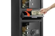 3.6 Cubic Feet Drop Safe, Large Capacity Front Drop Slot Safe Box with Digital Keypad, Heavy Duty 3 Tiers Cash Depository Box with Spare Keys for Cash