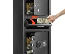 3.6 Cubic Feet Drop Safe, Large Capacity Front Drop Slot Safe Box with Digital Keypad, Heavy Duty 3 Tiers Cash Depository Box with Spare Keys for Cash
