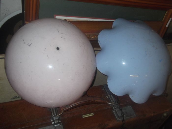 2 1930 hanging bakelite light shades