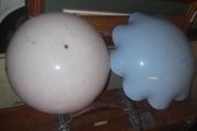 2 1930 hanging bakelite light shades