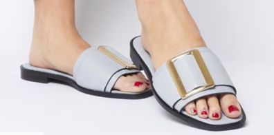 Pastel Blue Leather mule sandals
