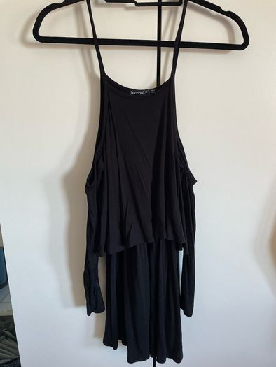 Black cold shoulder dress