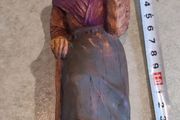 Vintage P. Maeder Lucerne Switzerland Wood Carving Of Woman  Holding Bundle Of Wood.