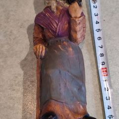 Vintage P. Maeder Lucerne Switzerland Wood Carving Of Woman  Holding Bundle Of Wood.