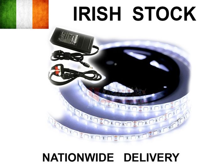 5m Smd 5630 Cool White 300 Led Strip + POWER SUPPLY - 2x BRIGHTER Than 5050 Led Strips