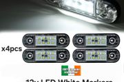 x4 Pcs12V LED White Side Marker Board Lights Trailer Truck Van Bus Camper