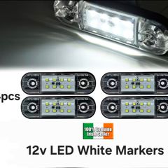 x4 Pcs12V LED White Side Marker Board Lights Trailer Truck Van Bus Camper