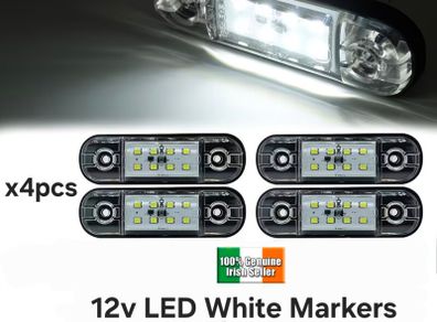 x4 Pcs12V LED White Side Marker Board Lights Trailer Truck Van Bus Camper